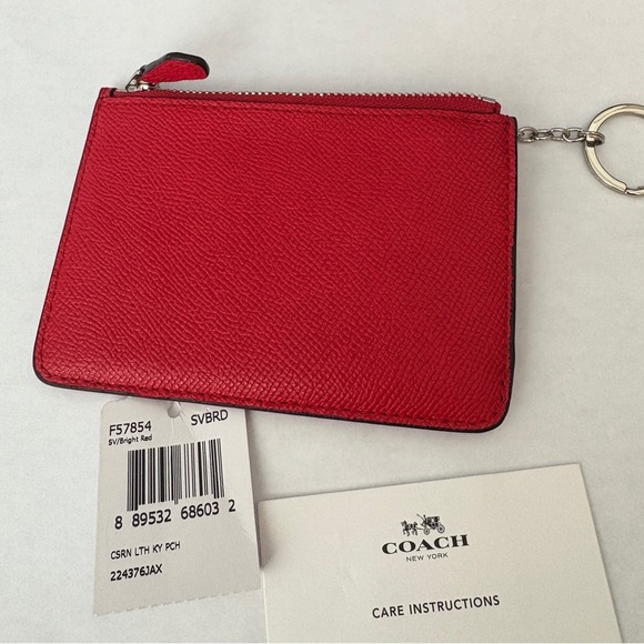 COACH Corner Zip Key Pouch – Bright Red – NWT - Picture 3 of 5